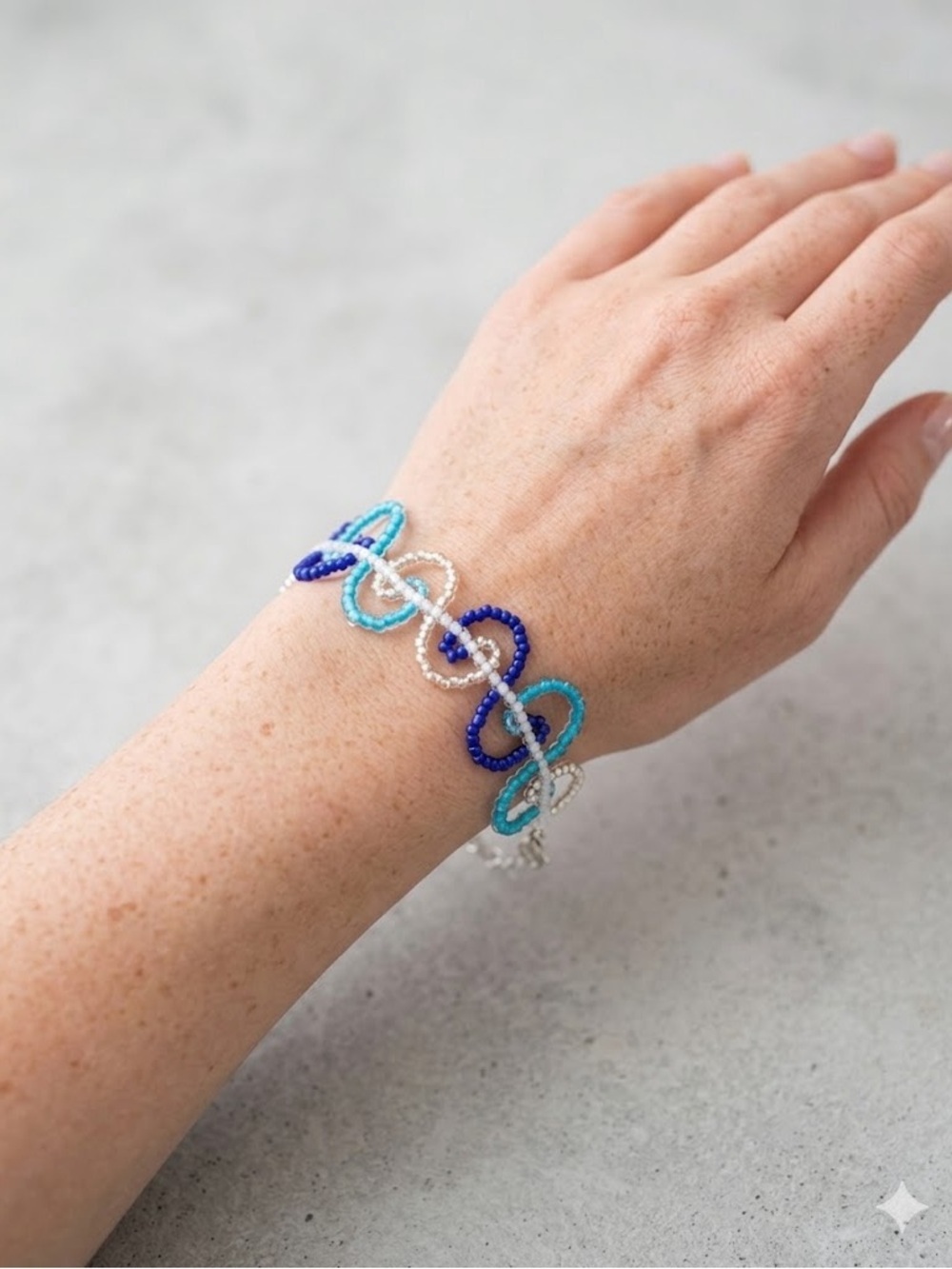 Handmade Blue Beaded Spiral Bracelet